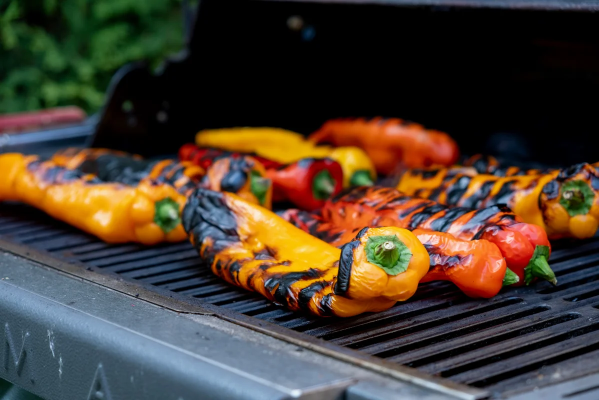 A grilled pizza on the barbecue, showcasing the grilling process A grilled pizza on the barbecue, showcasing the grilling process